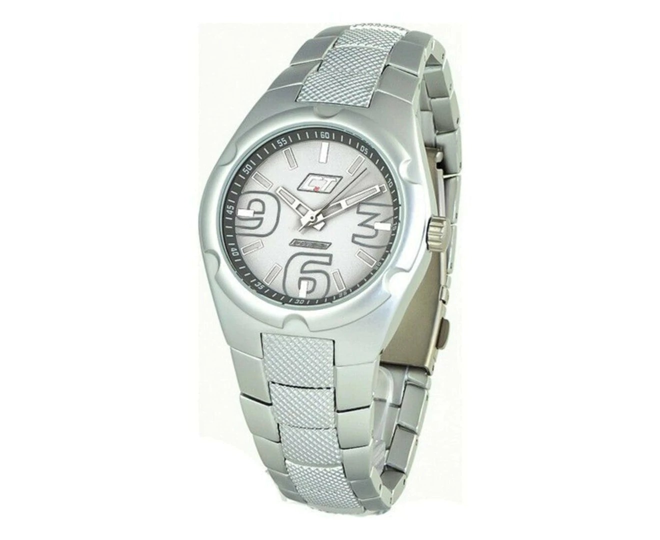 Chronotech Silver Men S Quartz Watch Cc M M White Face Emega