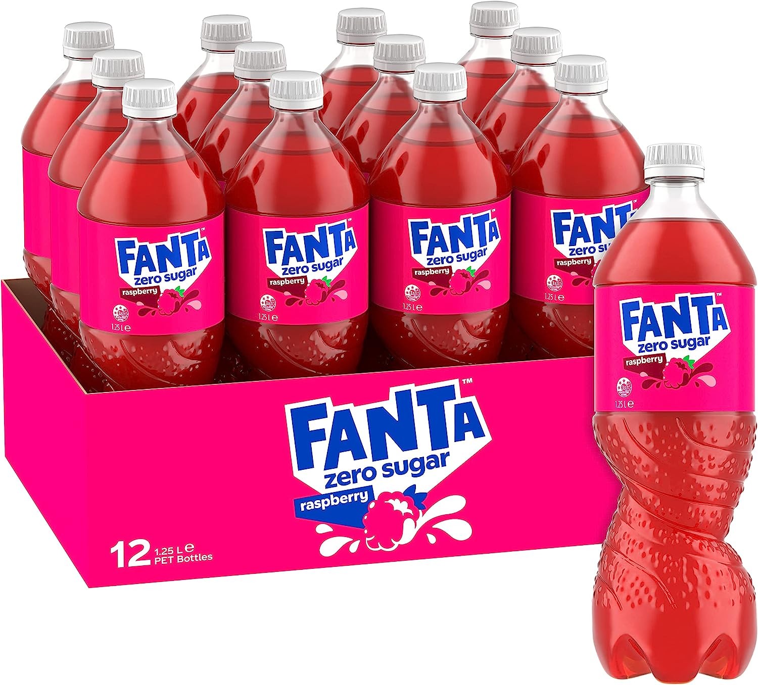 Fanta Raspberry Zero Sugar Soft Drink Multipack Bottles 12 X 1 25L