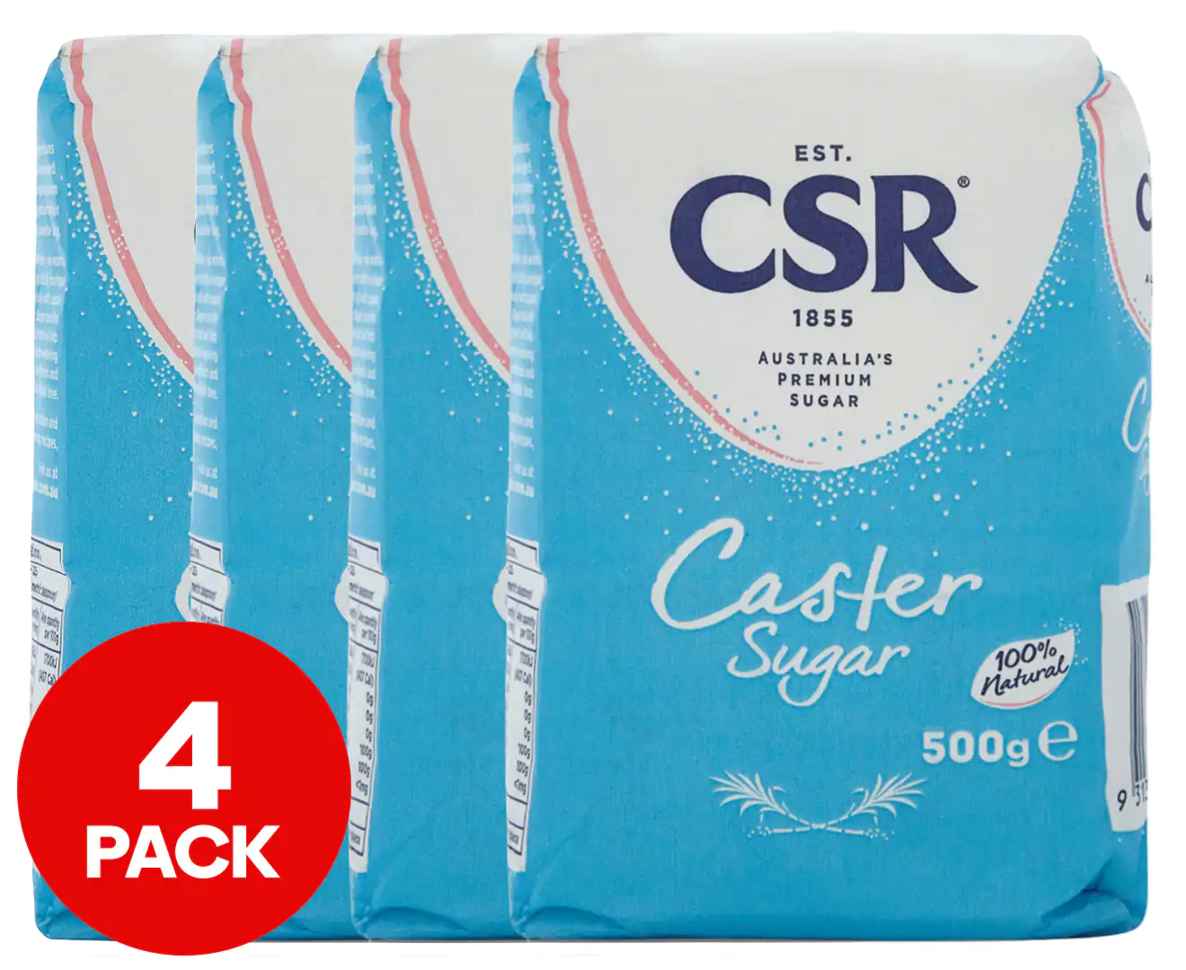 4 X Csr Caster Sugar 500g Emega Australia 