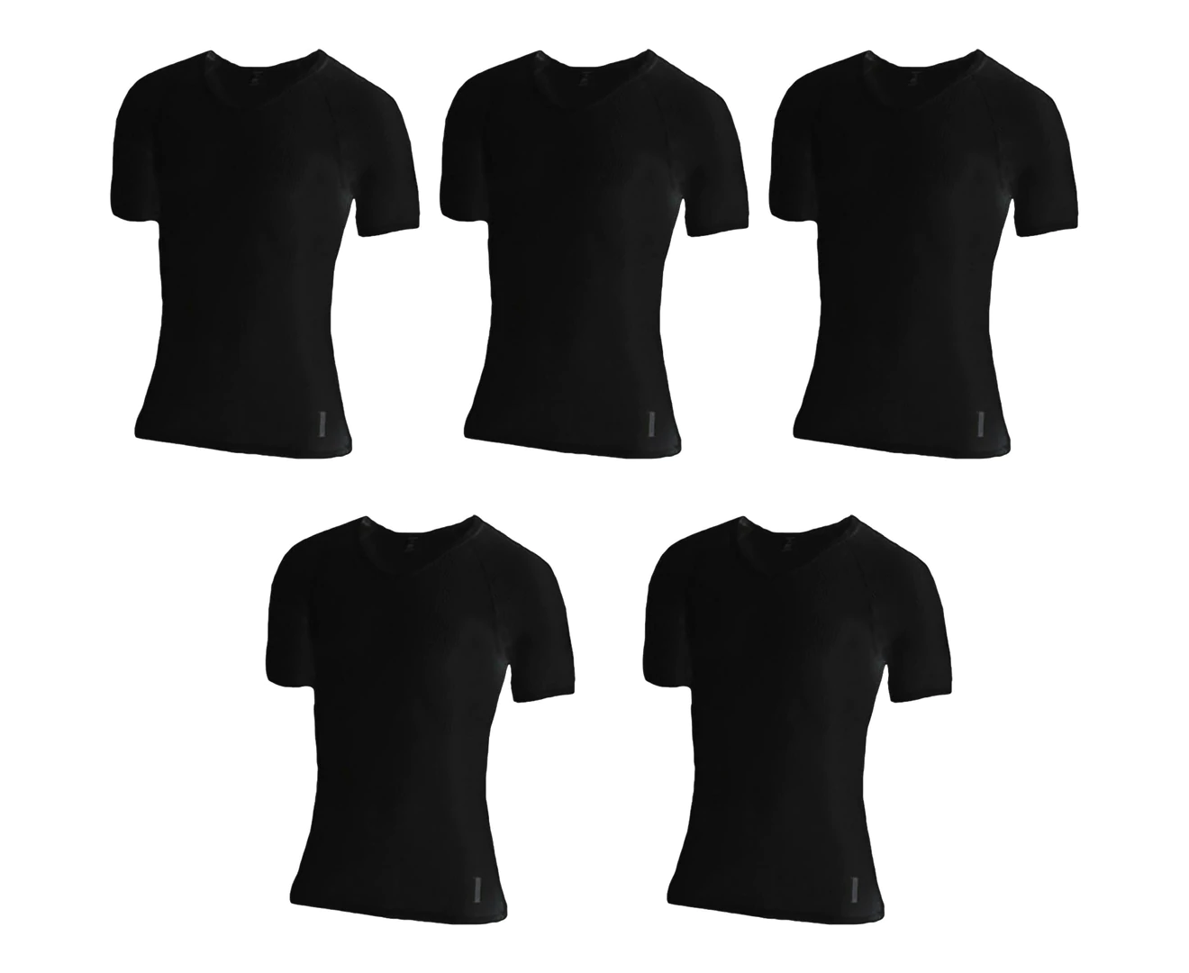 5 Pk Holeproof Aircel Thermal Mens T-shirt Short Sleeve Tee Top Black 