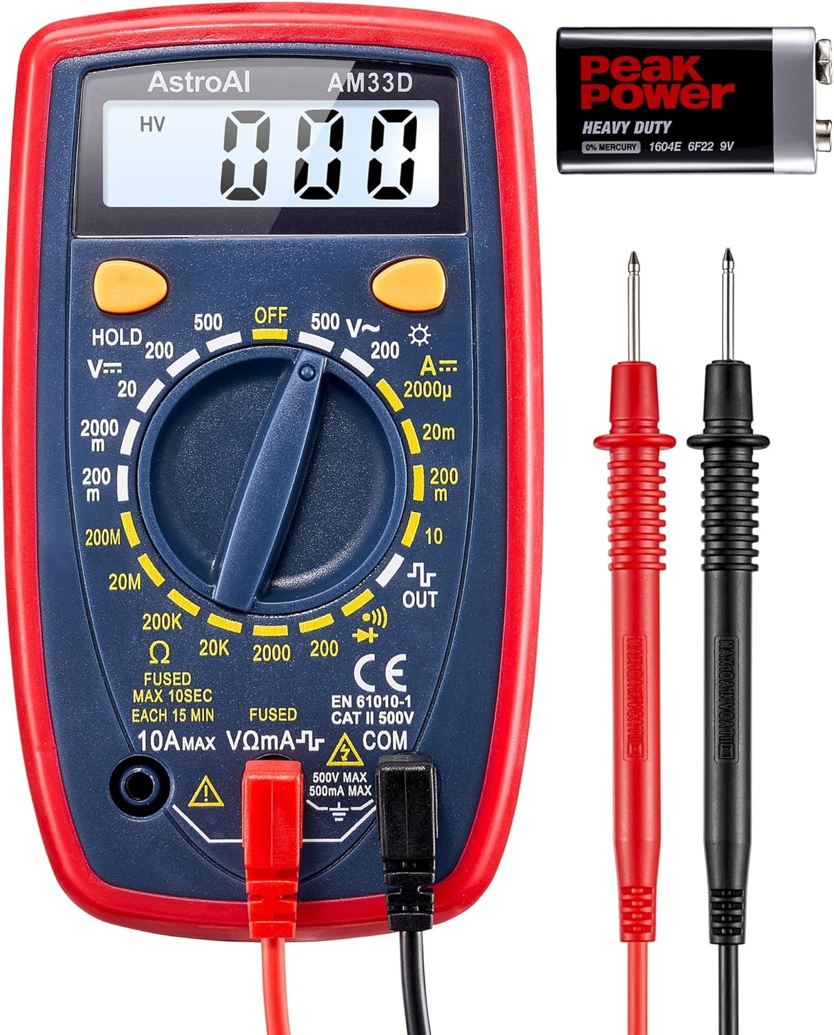 Astroai Digital Multimeter Tester 2000 Counts, DC AC Voltmeter Ohmmeter ...