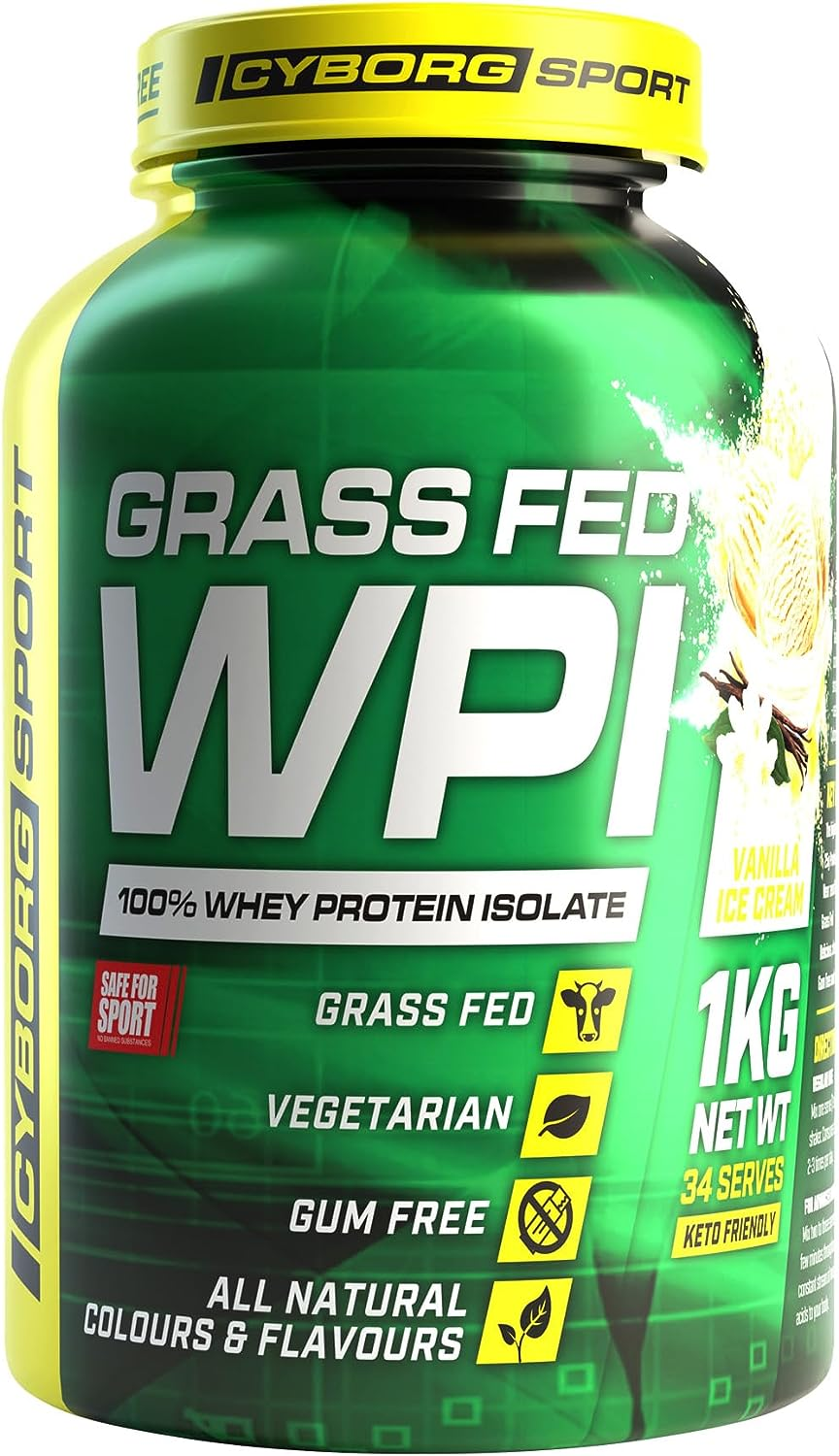 Cyborg Sport Grass Fed Wpi Vanilla Ice Cream 1kg 100 Whey Protein Isolate Vegetarian Gum 8071