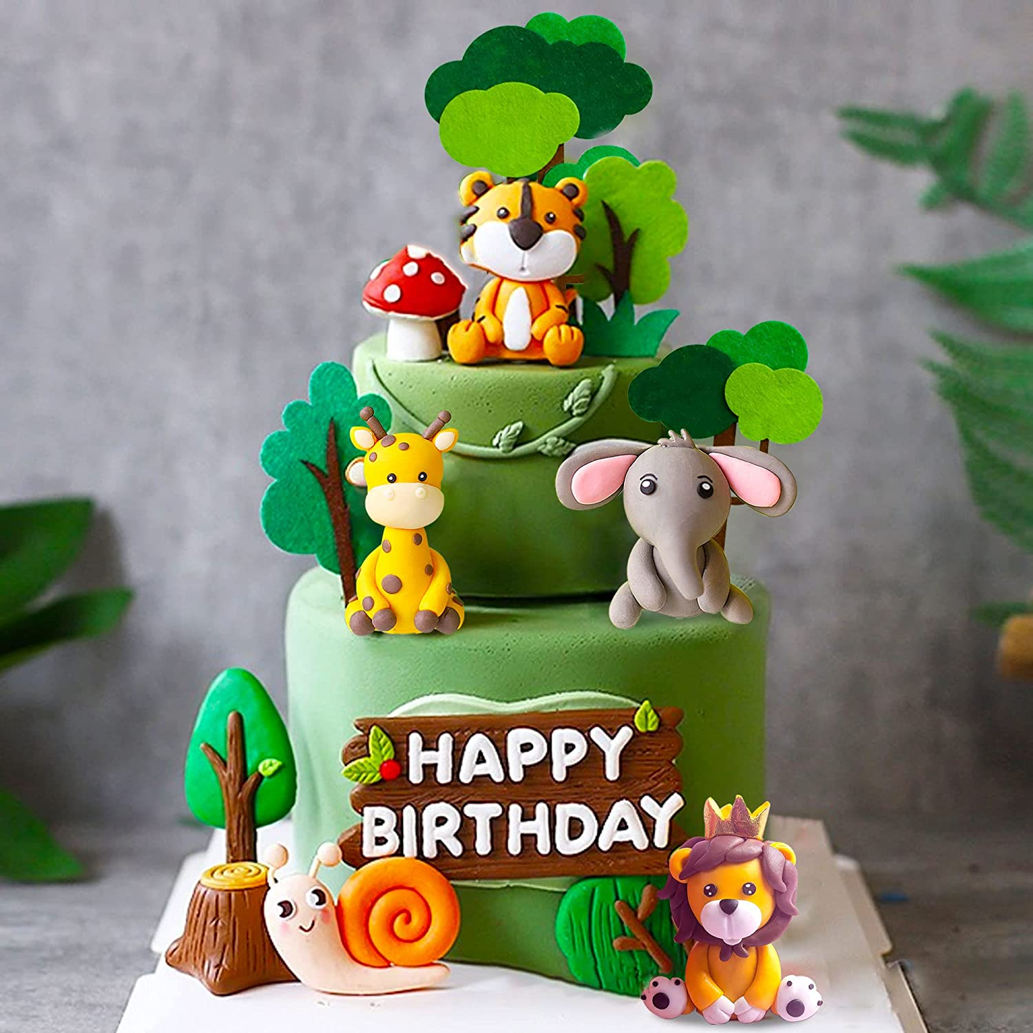 Jevenis Jungle Animals Cake Decoration Wild One Cake Decoration Safari ...