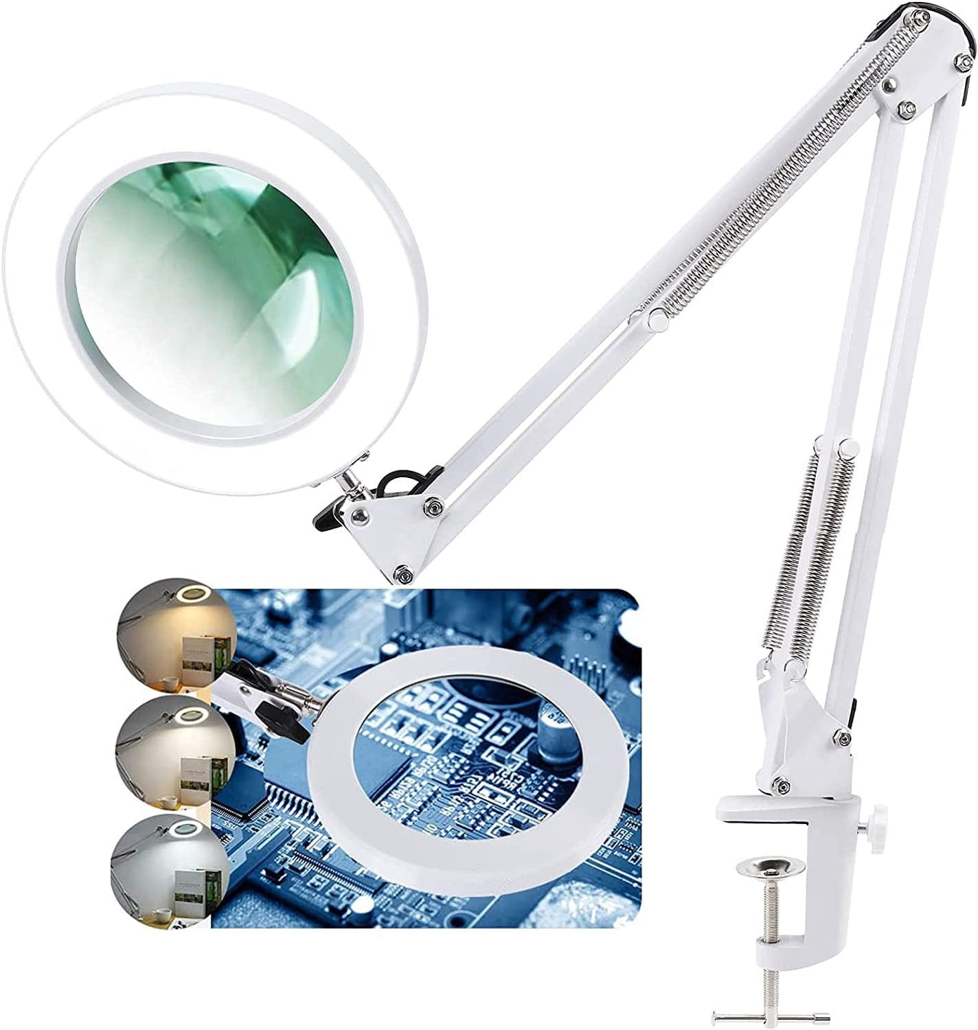 Led Magnifying Lamp 8x Magnifying Glass Desk Light 3 Color Mode 10 Brightness Level 8 Diopter 4489