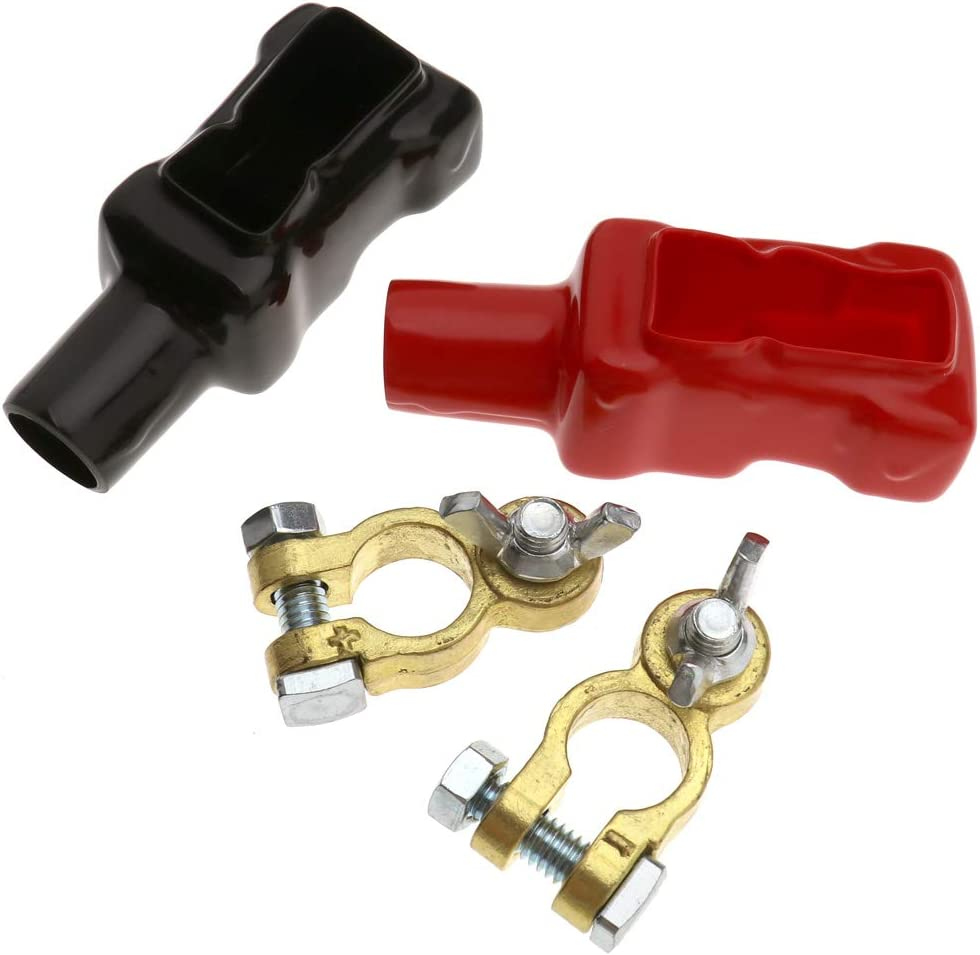 Pair of Positive & Negative Battery Terminal Clamps Wing Nut Connector ...