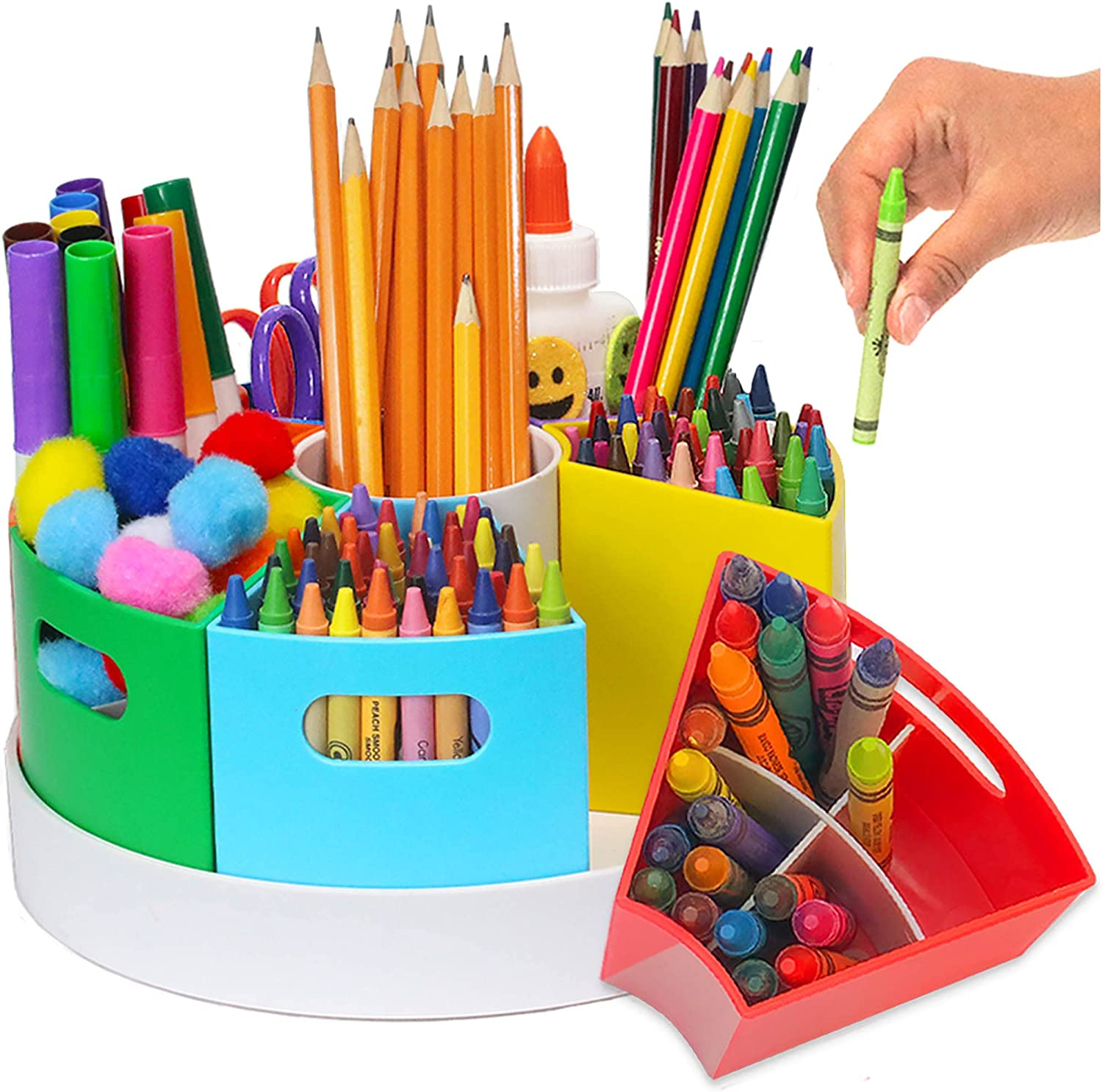 PUZZLE EZ Crayon Organizer Desk Organiser School Supply Storage Rainbow ...