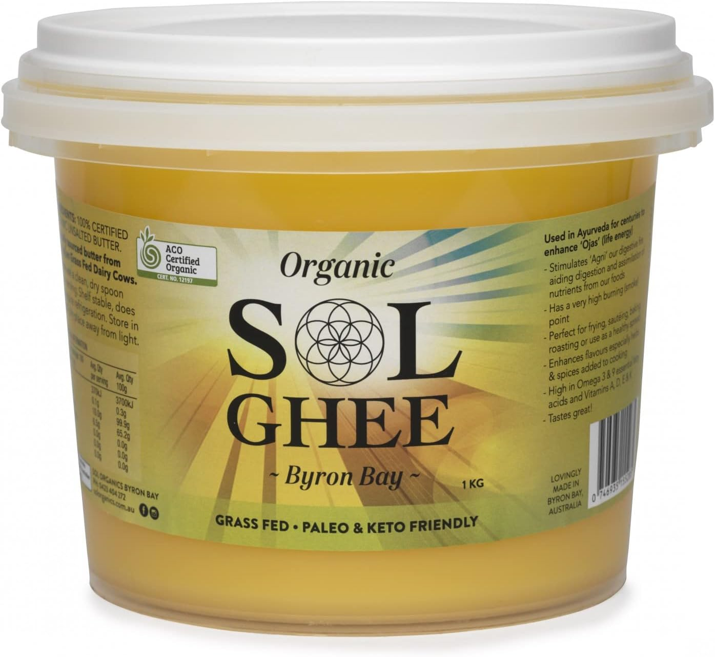 Sol Organics Ghee Tub 1 Kg | eMEGA Australia