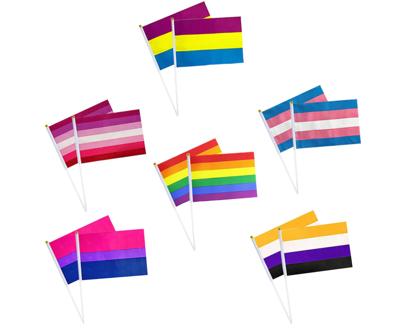 Whaline 60 Pack Rainbow Stick Flags,Gay Pride Mini Flags Transgender ...