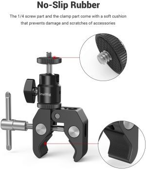 SMALLRIG Super Clamp Mount with Ball Head Mount Hot Shoe Adapter and Cool Clamp – 1124