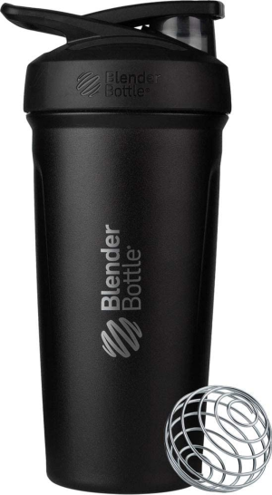 Blenderbottle Strada Insulated Shaker Bottle with Locking Lid, 24-Ounce, Black