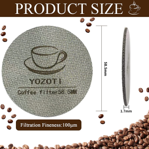 YOZOTI Espresso Puck Screen, 2 Pcs Reusable 1.7Mm Thickness 100Μm 316 Stainless Steel Professional Barista Coffee Filter Mesh Plate for Espresso Portafilter Filter Basket（58.5Mm）