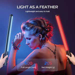 Ulanzi VL119 Handheld Light Wand, 360° RGB LED Video for Photography, 2600Mah Rechargeable Tube Shooting, 2500-9000K Dimmable Camera with LCD