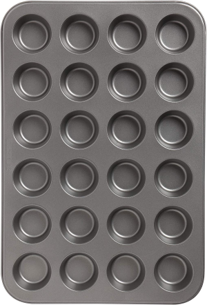 Wiltshire 40436 Two Tone 24 Cup Mini Muffin Pan 5 Cm, Baking Sheet with Non-Stick Coating, Coated Cupcake Mould, Carbon Steel Bakeware (Colour: Silver, Pastel Pink)