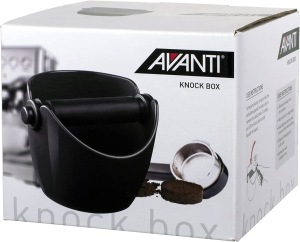 Avanti Compact Espresso Coffee Grounds Knock Box with Removable Knock Bar and Non-Slip Base Black