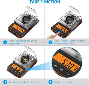 Digital Milligram Scale, 50G Portable Mini Scale, 0.001G Precise Graduation, Professional Pocket Scale with 50G Calibration Weights Tweezers (Batteries Included)