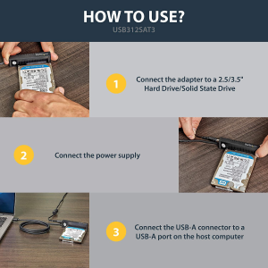 Startech.Com USB to SATA Adapter Cable – 2.5In and 3.5In Drives – USB 3.1-10Gbps – External Hard Drive Cable – Hard Drive Adapter Cable (USB312SAT3)