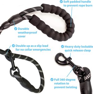 Zenify Pets Dog Harness Lead Set – Chest Control Grab Adjustable Reflective for Puppy Small Dogs (Black 5Ft Small)