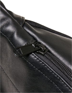 Urban Classics Unisex Schultertasche Puffer Imitation Leather Shoulder Bag, Gesteppte Bauchtasche Aus Leder-Imitat Für Männer Und Frauen, Black, One Size