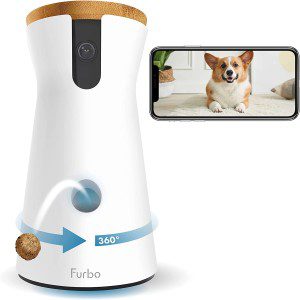 Furbo 360° Dog Camera: Rotating 360° View Wide-Angle Pet Camera with Treat Tossing, Color Night Vision, 1080P HD Pan, 2-Way Audio, Barking Alerts, Wifi, Designed for Dogs