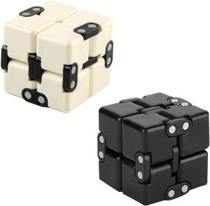ZCOINS Infinity Cube 2 Pack Fidget Toy Stress Relieve Toys (2 Pack-Office White&Black)