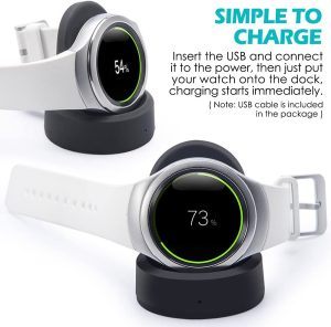 Wireless Charger for Samsung Gear S3, Frontier and Classic, AFUNTA Charging Dock Cradle with USB Cable for Galaxy Gear S3 Smart Watch Accessory