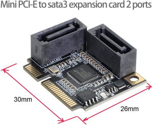 Xiwai Mini PCI-E PCI Express to SATA 3.0 Dual Ports Adapter Converter Hard Drive Extension Card