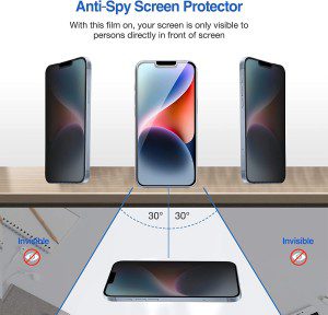 [2 Pack] Procase Privacy Screen Protector for Iphone 14 2022, Iphone 13 & Iphone 13 Pro 6.1Inch 2021, Anti-Spying Tempered Glass Screen Film Guard, Anti-Scratch Screen Protector