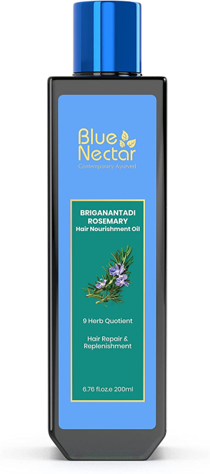 Blue Nectar Rosemary Oil for Hair Growth with Bhringraj Oil for Hair, 100% Natural Ayurvedic Hair Oil with Amla Hair Oil 200 Ml