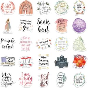 52Pcs Jesus Christian Stickers, Faith Wisdom Words Decals Vinyl Stickers for Laptop Phone Guitar Skateboard Luggage Computer Car Water Bottle Sticker for Adults Teens Kids Christian