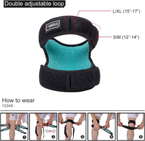 HUEGLO Knee Support Brace Women Patella Knee Strap Men Knee Brace for Arthritis, ACL, Running, Knee Pain Relief, Injury Recovery and More Sports