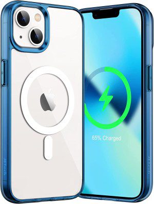 Jetech Magnetic Case for Iphone 13 6.1-Inch Compatible with Magsafe Wireless Charging, Shockproof Phone Bumper Cover, Anti-Scratch Clear Back (Clear)