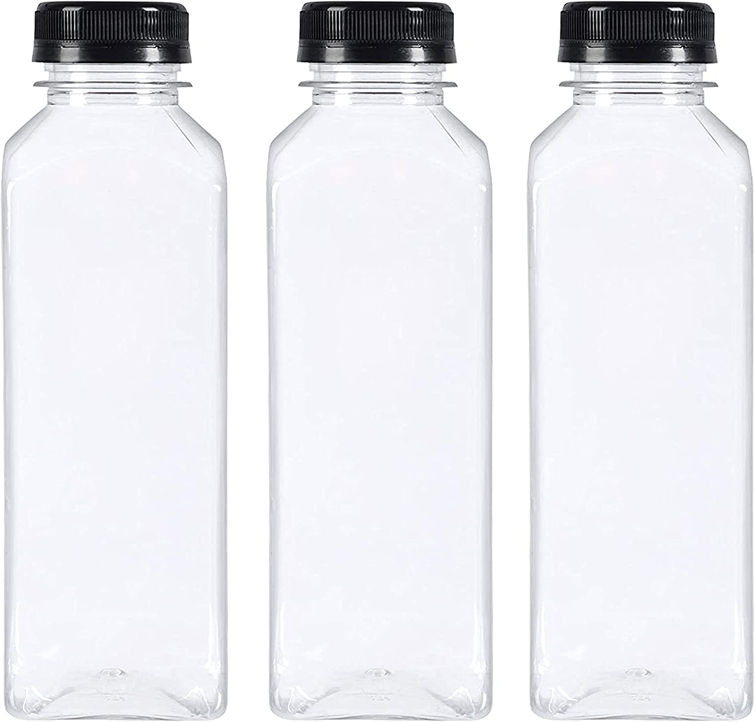 10packs Reusable PET Plastic Juice Bottles with Leak-Proof Lids