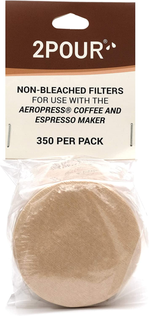 350X (1 Pack) Paper Filters Compatible with the Aeropress® Coffee Maker/Aeropress® Go – Vegan Non Bleached Natural – 2POUR®.…