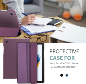 Procase for Galaxy Tab A8 Case, Protective Slim Stand Case Hard Shell Cover for Galaxy Tab A8 10.5 Inch SM-X200/X205/X207 2022 Release -Purple