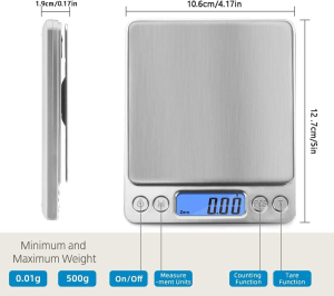 USB Rechargeable Kitchen Scale Digital Multifunctional Food Scale 3000G 0.01Oz/0.1G Electronic Cooking Scale Stainless Steel Food Scale with LCD Display Suitable for Kitchen Baking and Cooking