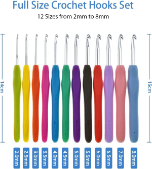 GIOD 45 Piece Ergonomic Silicone Crochet Set, 2Mm(B)-8Mm(L) Soft Handle Crochet Hooks for Arthritis Hands, Knitting Needle Set with Crochet Accessories