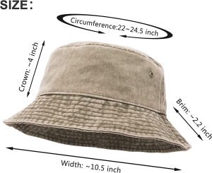 Bucket Hat, Wide Brim Washed Denim Cotton Outdoor Sun Hat Flat Top Cap for Fishing Hiking Beach Sports