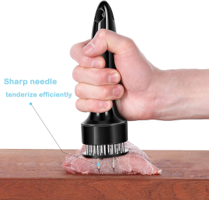 Meat Tenderizer Tool Stainless Steel Needle Ultra Sharp Stainless Steel Sharp Needle Blade with Automatic Rebound Safety Lock, Cooking Tool for Tenderizing Beef, Turkey, Chicken, Fish, Steak, Veal, Pork