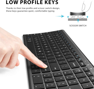 Iclever BK10 Bluetooth Keyboard, Multi Device Keyboard Rechargeable Bluetooth 5.1 with Number Pad Ergonomic Design Full Size Stable Connection Keyboard for Ipad, Iphone, Mac, Ios, Android, Windows