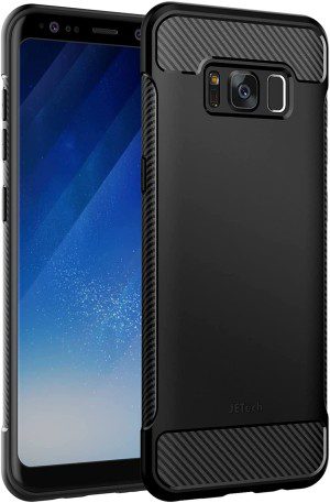 Jetech Slim Fit Case Compatible with Samsung Galaxy S8, Thin Phone Cover with Shock-Absorption and Carbon Fiber Design (Black)