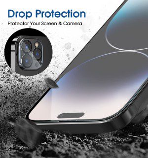 [2+2 Pack] Amfilm Onetouch for Iphone 14 Pro Max 6.7″ Glass Screen Protector with Camera Lens Protector. Easiest to Installation, Bubble Free, Full Coverage Case Friendly