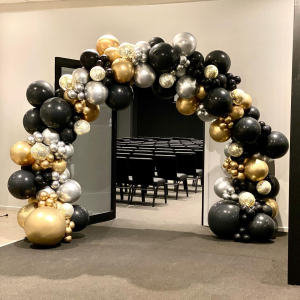 Balloon Arch Kit, 127Pcs Black Gold Balloon Arch Garland Kit, Black Gold Silver Birthday Balloons Arch Set for Men Boys Birthday Party Decoration, Wedding,Graduation, Anniversary,Retirement,New Year