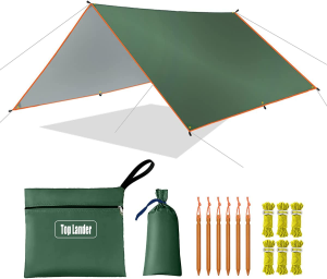 Large Waterproof Camping Tarp Tent Shelter Lightweight Backpacking Hiking Hammock Rain Fly Sun Shade (3X3M Green)