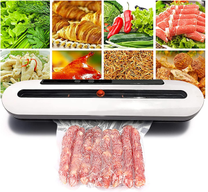 Vacuum Sealer Machine, Billord Food Vacuum Sealer, Automatic Food Sealer Machine, Smart Food Packer Equipped with Vacuum Bags and Starter Kit for Food Preservation (White).