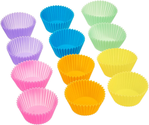 Silicone Cupcake Liners 2 ×2.75× 1.29 Inches, Nonstick/Heat Resistant/Reusable Silicone Muffin Baking Cups Silicone Jelly Molds (12Pack)