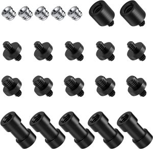 NEEWER 22-Pack Tripod Adapter Set， 1/4″ to 1/4″， 1/4″ to 3/8″ Male Female Thread Converter for Tripod， Monopod， Camera， Ball Head， Speedlite， Ring Light – ST29