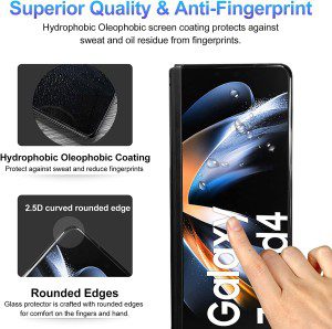 [3+2 Pack] T Tersely 9H Tempered Glass Screen Protector for Samsung Galaxy Fold 4, anti Scratch, Full Cover, Easy Install, 3 Pack Screen Protector and 2 Pack Camera Lens Protector