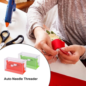 Mifrsnu 2Pcs Automatic Needle Threader,Sewing Tool Needle Threader,Automatic Needle Threaders for Hand Sewing (Green)