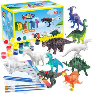 BAODLON Kids Arts Crafts Set Dinosaur Toy Painting Kit – 10 Dinosaur Figurines, Decorate Your Dinosaur, Create a Dino World Painting Toys Gifts for 5, 6, 7, 8 Year Old Boys Kids Girls Toddlers