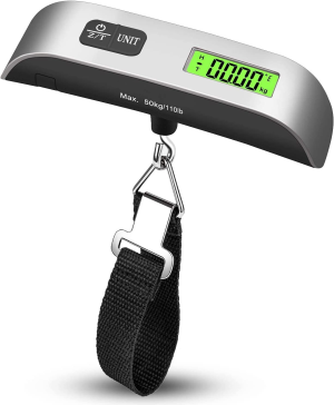 Digital Luggage Scale, Handheld Suitcase Scale with Backlit LCD Display, 110 Lbs/50Kg Portable Baggage Weighing Scale with Temperature Sensor for Travelers